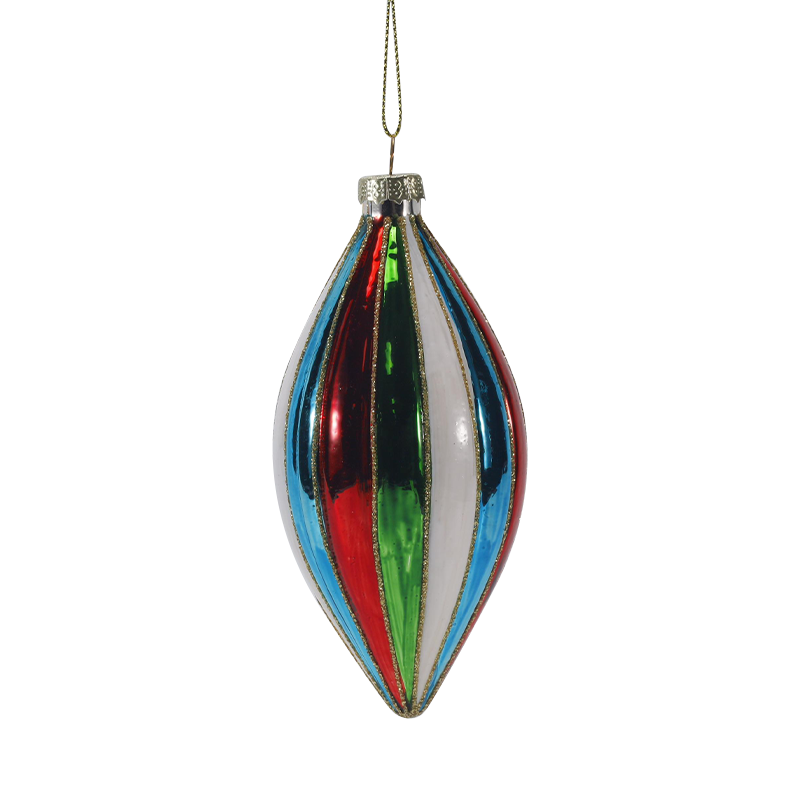 مجموعة زخرفة كرة زجاجية لعيد الميلاد مخططة مقاس 8 سم