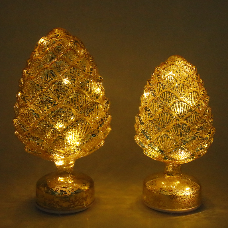 15×28 سم و11×22 سم كوز صنوبر دوار زجاجي LED لتزيين سطح الطاولة